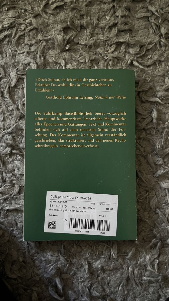 Libri: Nathan der Weise G. E. Lessing Suhrkamp – Nuovo (secondo la descrizione) da Murten venduto da aiyanawynona 1