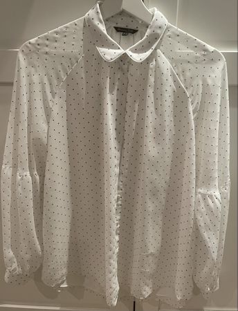 Massimo Dutti White Blouse with Dots - Size 40 - Spring!