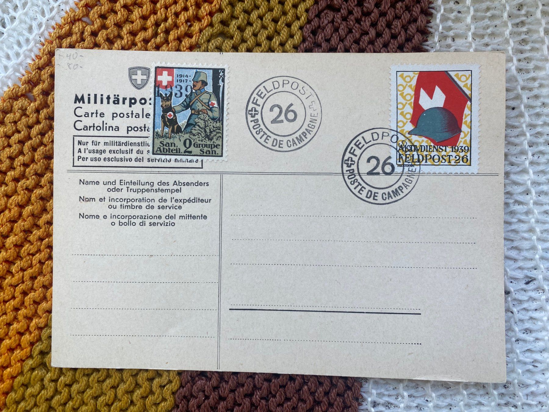 Tutti i francobolli: PK Soldatenbriefmarke VI – Usato da Langendorf venduto da Antik-Samariter