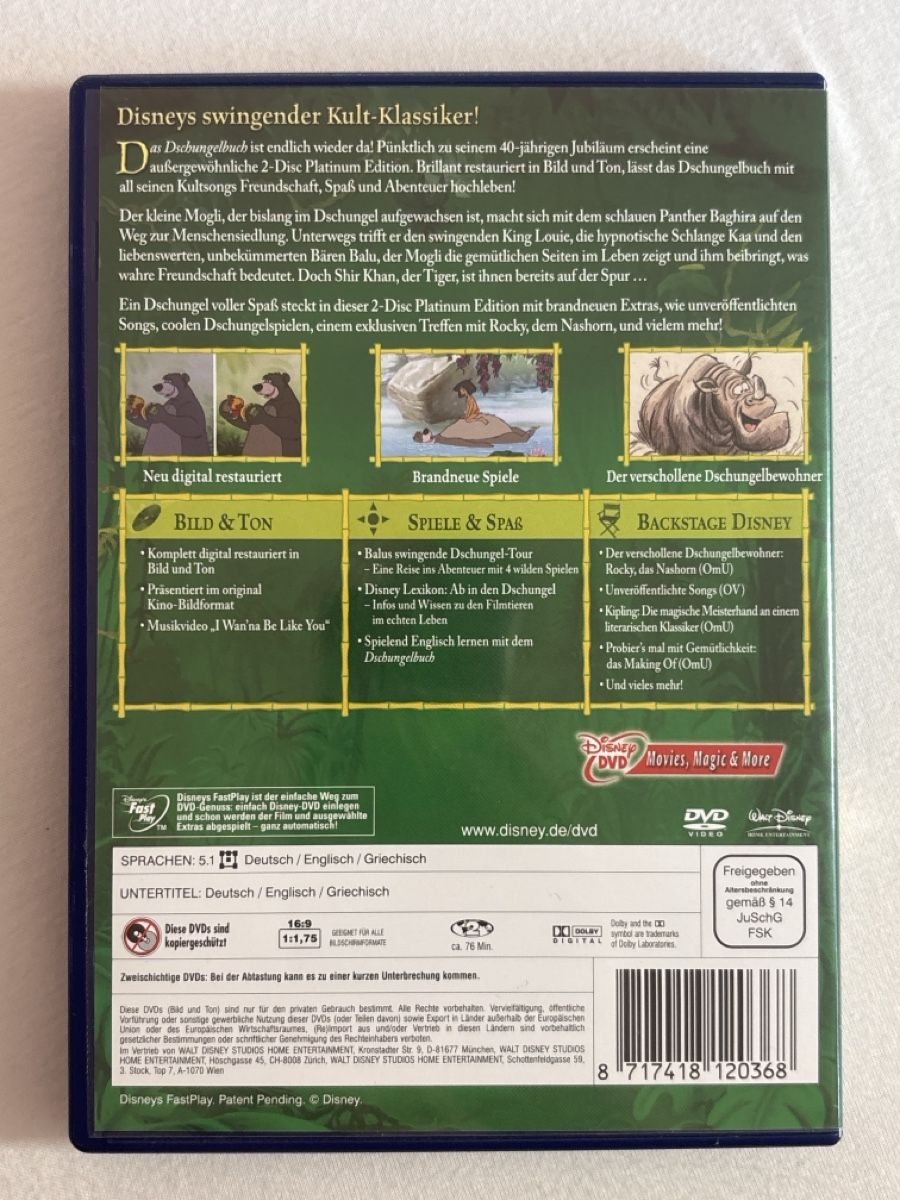 Tutti i DVDs: DVD - Das Dschungelbuch, 2-Disc Edition – Usato da Walenstadt venduto da feh_t89n 1