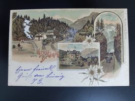 Bahn, Gruss vom Brünig AK Hotel Englander dat. 1901