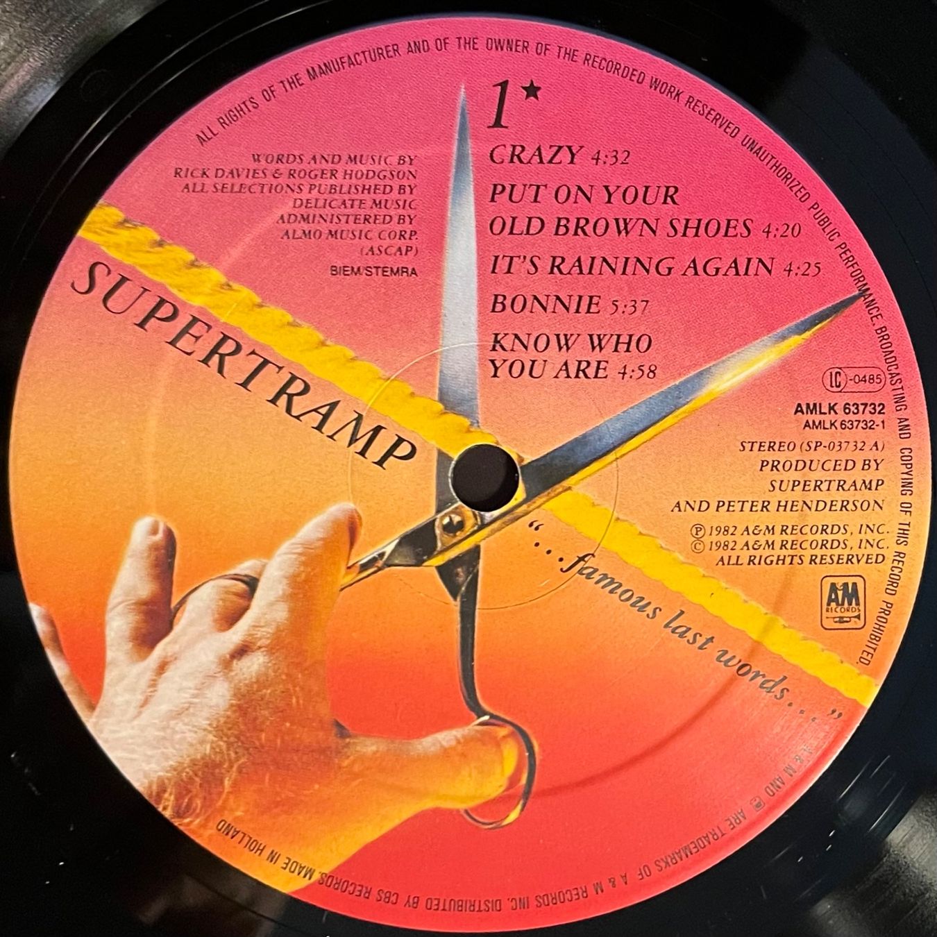 Dischi in vinile: SUPERTRAMP - ...FAMOUS LAST WORDS... - 33 Tours – Usato da Bussigny venduto da vinyl-pas-cher 2