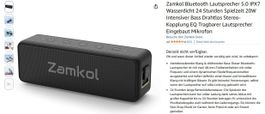 Zamkol Bluetooth Lautsprecher 5.0 IPX7 Wasserdicht 24 Std