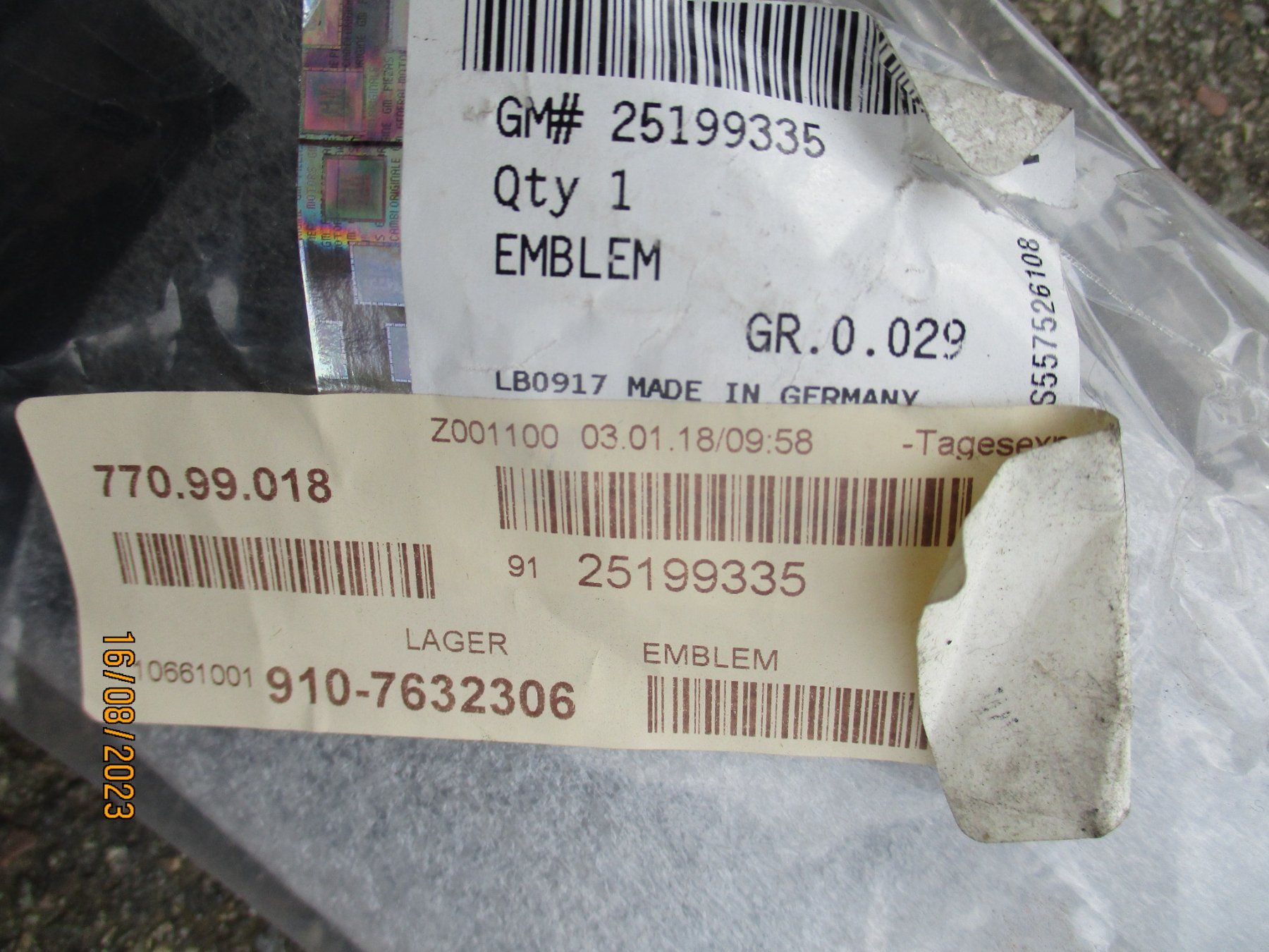 Opel Tutti pezzi di ricambio auto: BEHAELTER Opel Ersatzteil 13484527 – Nuovo e nell'imballaggio originale da Langnau i. E. venduto da Superseven69 1