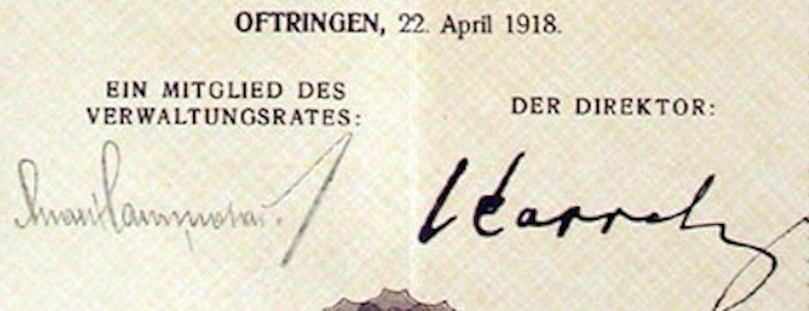 Dokumente: Schweizerische Uhrgläserfabrik AG Oftringen - 1918 – Gebraucht aus Solothurn von Sgasche 1