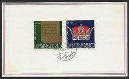 1971  Liechtenst. Serie 50 J neue Verfas. auf Kartonblatt ET