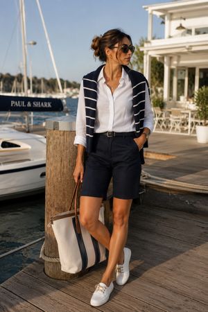 Paul & Shark Damen Bermuda Marineblau Stretch Gr. 36