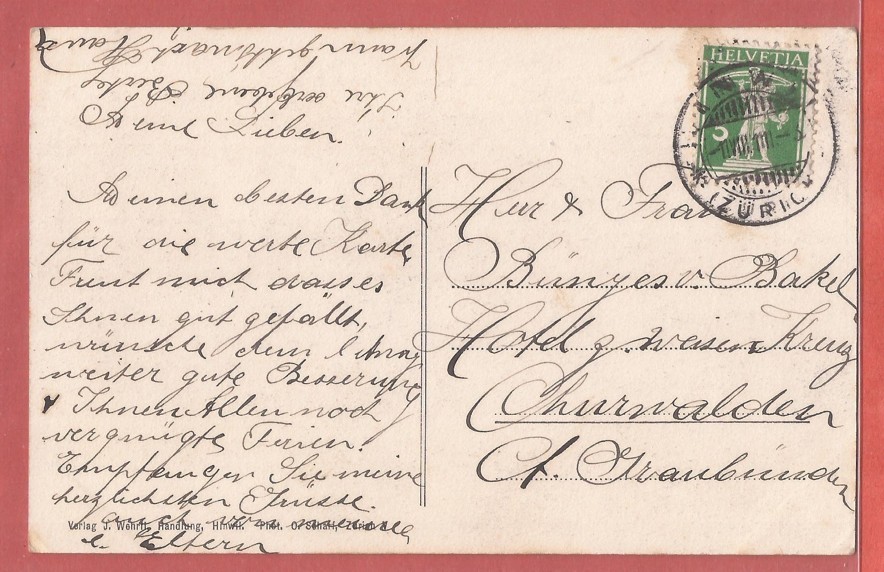 Cartoline postali: Hinwil - Strassenpartie 1911 – Usato da Fislisbach venduto da Porano 1