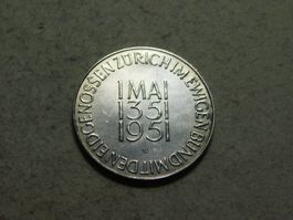 Silbermedaille (15g/900) - "600 Jahre Zürich im Bund" - 1951