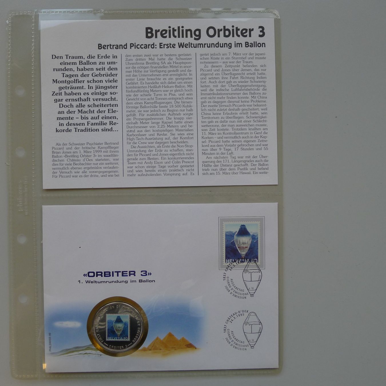 Medaglie: 1999: Numisbrief: Breitling Orbiter 3 mit Nr.971 + Silber – Usato da Sursee venduto da Luzernerraute 4