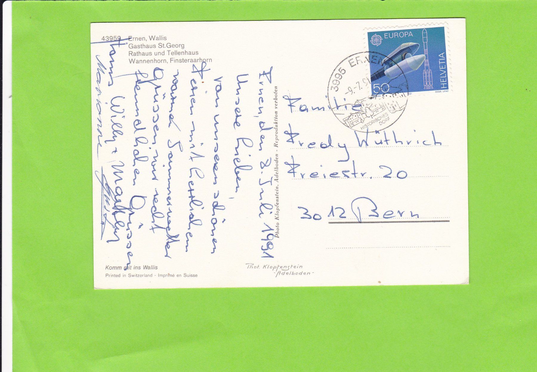 Cartoline postali: Ernen VS-Gasthaus St. Georg – Usato da St. Peterzell venduto da neckertal 1