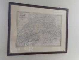 Alte Landkarte der Schweiz von Keller, 1836, gerahmt!