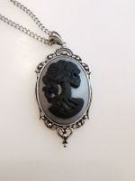 Halskette Skeleton Lady Skull Schädel schwarz / silber