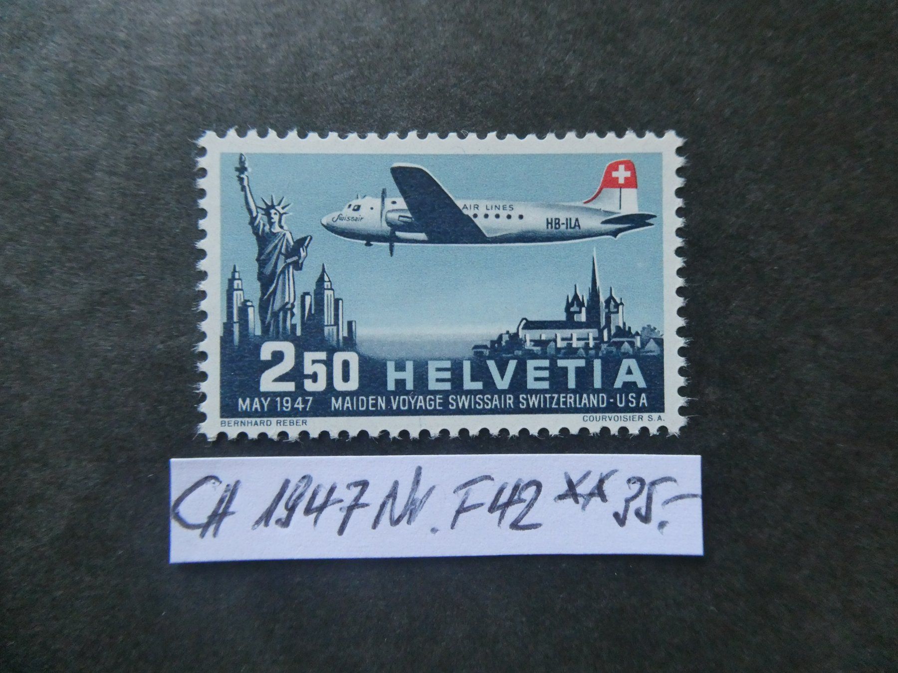 Tutti i francobolli: CH 1947 Nr. F42 postfrisch ** – Usato da Lausen venduto da Herbamare01