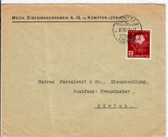 Brief, Eisenwarenfabrik Kempten 1945