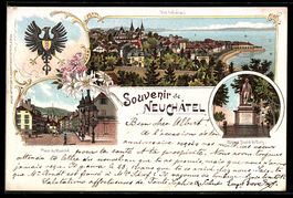 Litho Neuchâtel, Vue générale, Place 