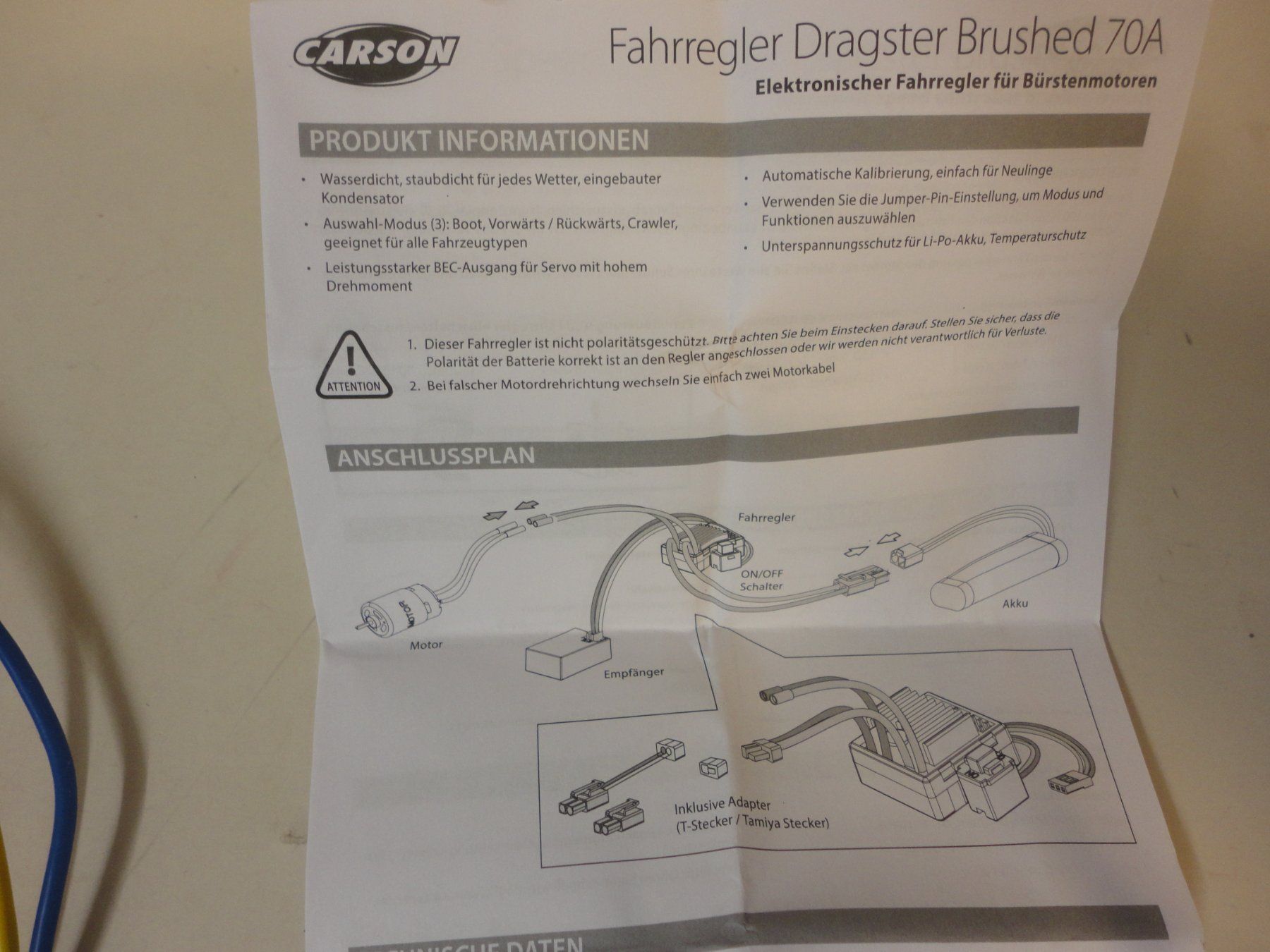 RC Modellbau: Fahrregler Dragster Brushed 70A – Neu und originalverpackt aus Horgen von RcModell 3