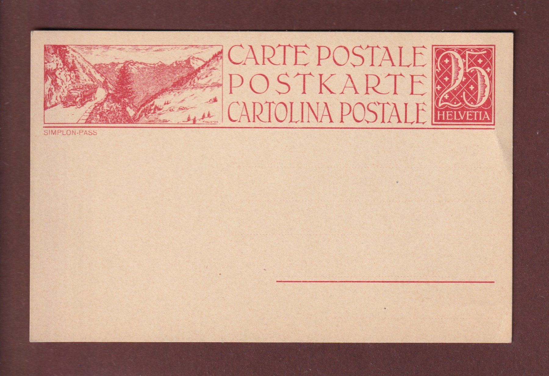 Cartoline postali: Carte pré-Affranchie - SIMPLON-PASS – Usato da Pully venduto da nicecards