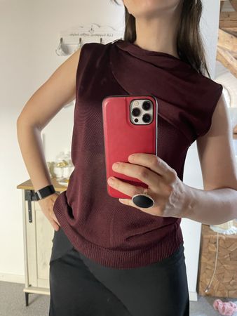 ZARA Sleeveless Top Maroon Size S New with Tags