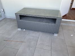 Gartentisch Lounge Rattanoptik mit Glasplatte
