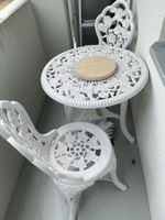 Vintage Gartenmöbel Set - Tisch + 2 Stühle - Weiss - Rosen