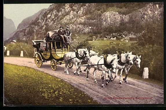 Cartoline postali: AK Schweiz, Postkutsche der Gebirgspost – Usato da Berlin venduto da bartko-reher
