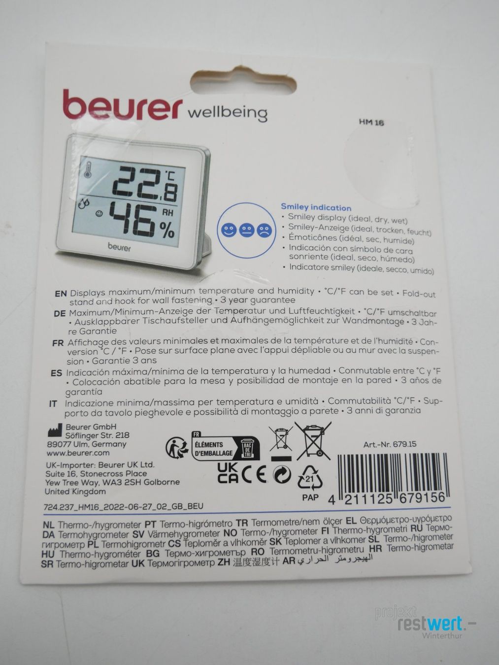 Beurer Altro per la casa: Beurer Thermo-Hygrometer HM 16 – Nuovo (secondo la descrizione) da Winterthur venduto da Restwert_Winterthur 5