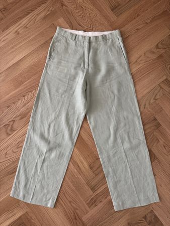 Arket Hose aus Leinen, Grösse 36, hellgrün salbei