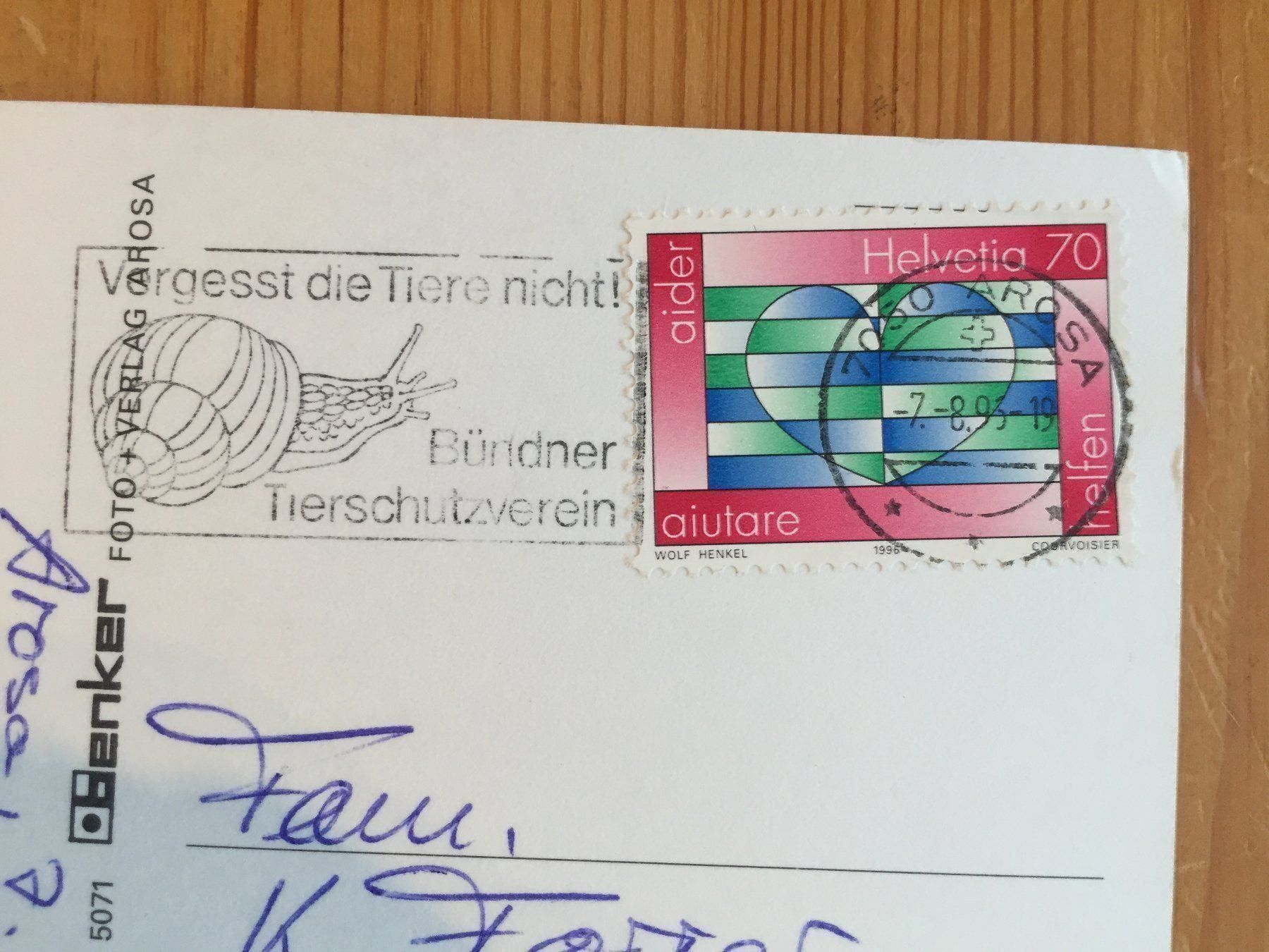 Cartoline postali: Arosa mit Weisshorn - AK 1996 – Usato da Oberuzwil venduto da Henri09 1