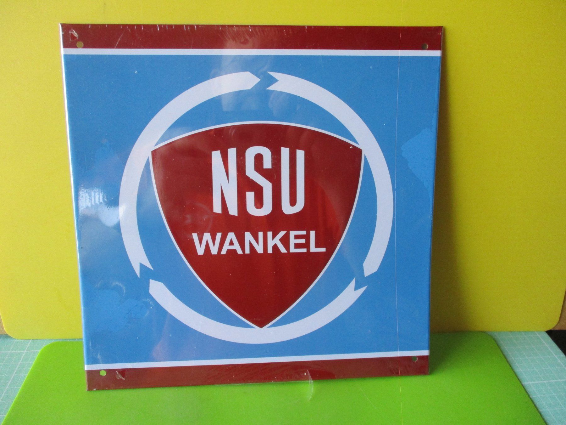 Insegne: NSU Wankel - Blechschild - Repro / ca. 21 x 21 cm – Usato da Ottikon Gossau ZH venduto da hokuspokus