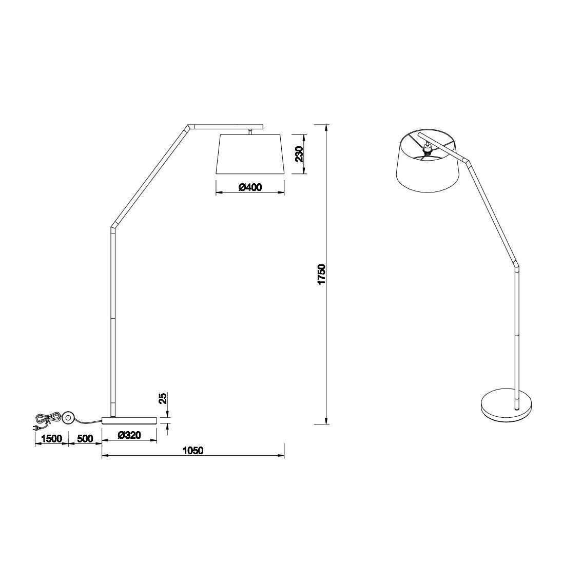 Lampade: Stehleuchte, Stoffschirm, 175 cm Höhe – Nuovo (secondo la descrizione) da Kreuzlingen venduto da Smart-Light 7