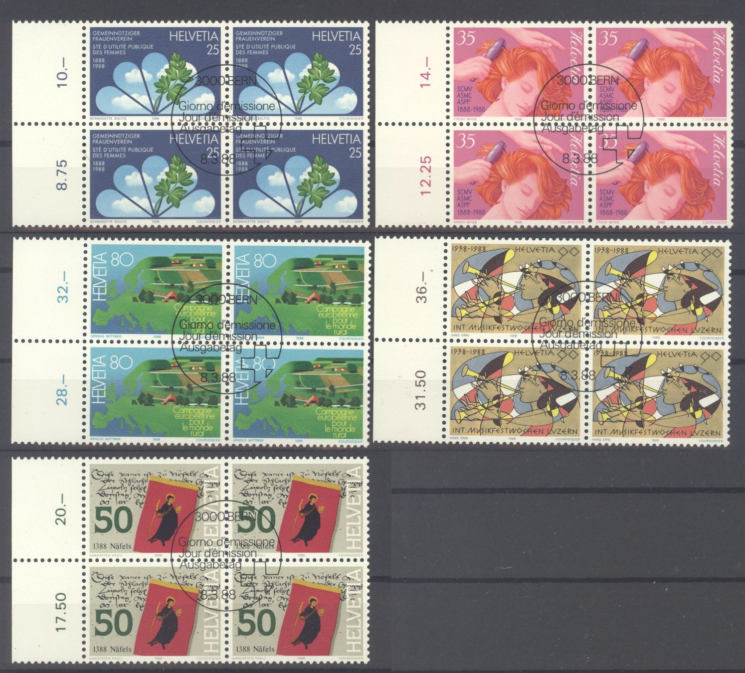 Tutti i francobolli: 1988, Sonderpostmarken I, ET – Usato da Willisau venduto da Vollstempel