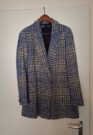 Zara Blazer, kariert, blau/grau, Grösse S