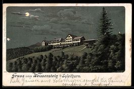 Lithographie Weissenstein b. Solothurn, Gebäude auf dem Hüge