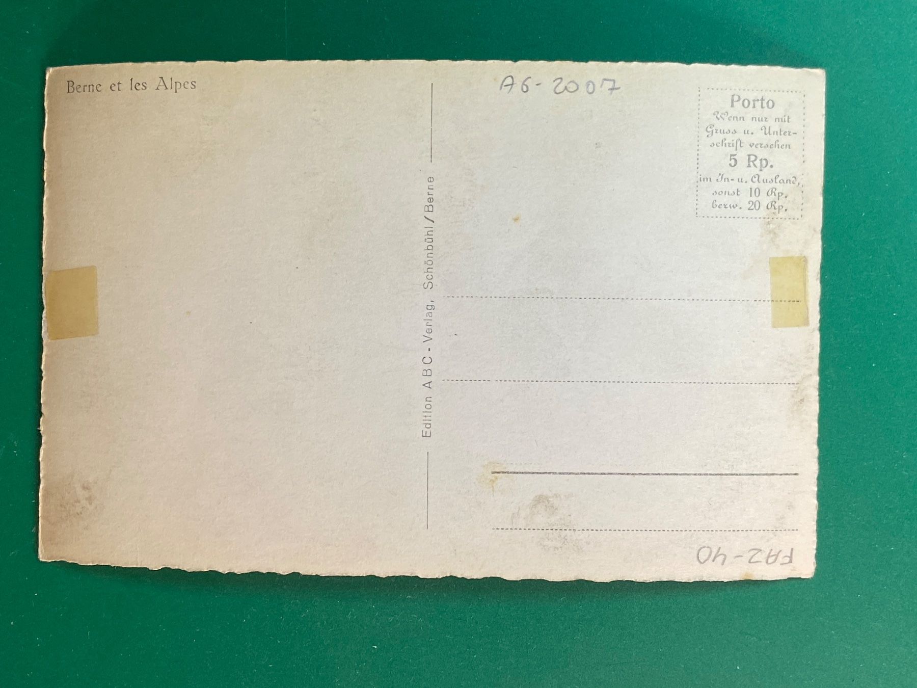 Cartoline postali: Bern mit den Alpen – Usato da Steg VS venduto da _vinci_ 1