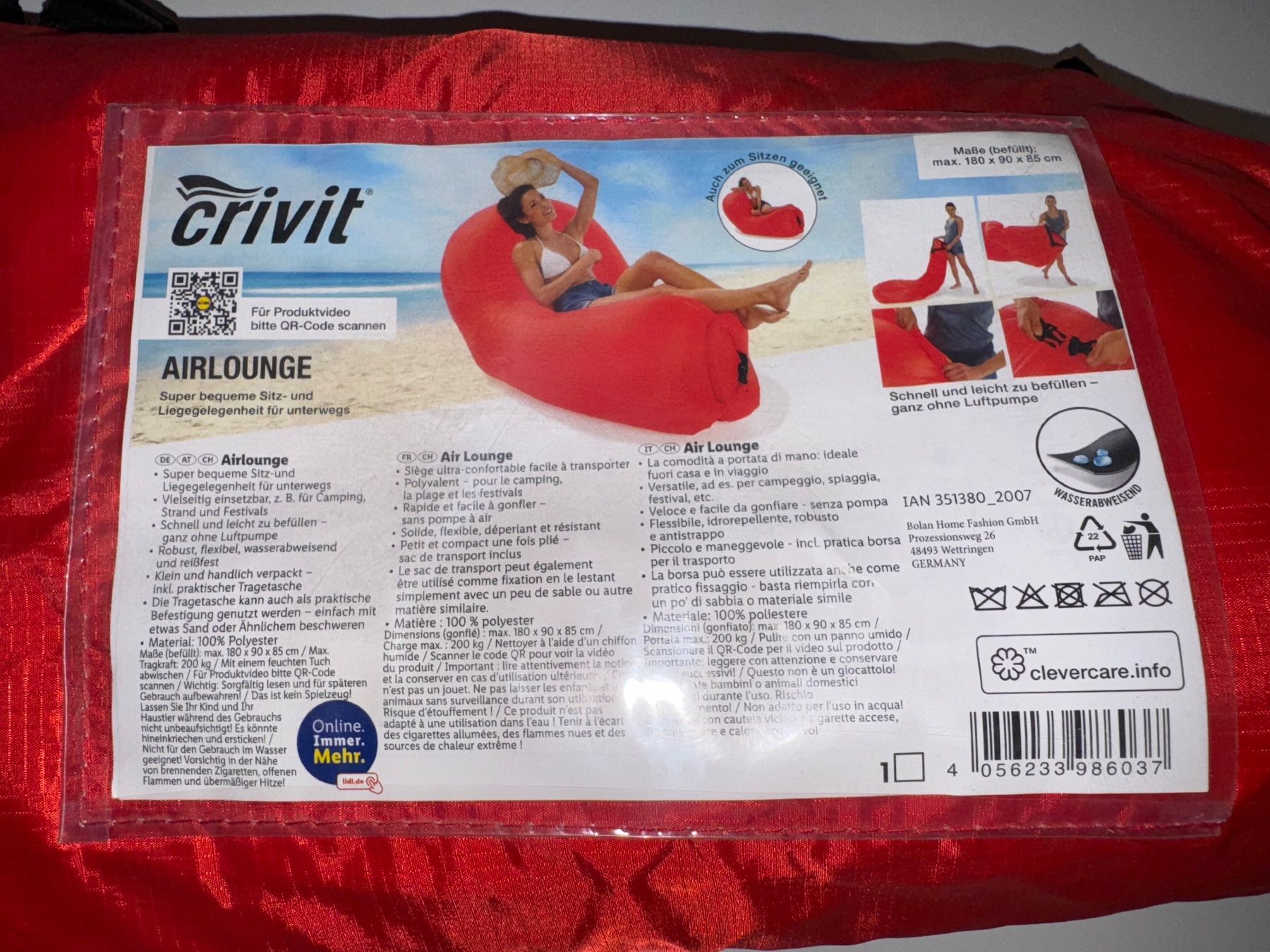 Kissen: rote Crivit AirLounge – Neu (gemäss Beschreibung) aus Grosswangen von Second_hand_paradise 1