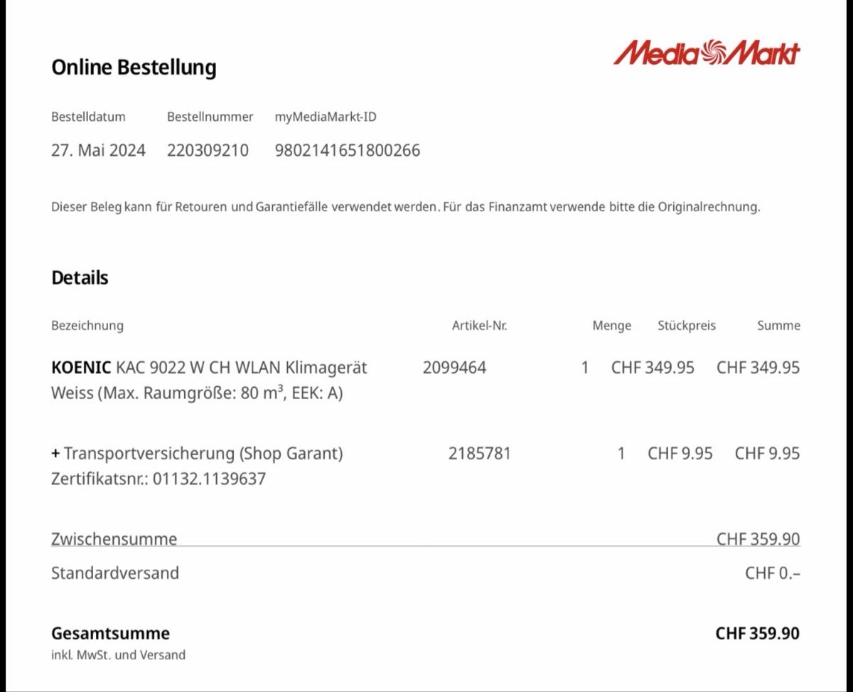 König Klimageräte: Klimagerät koenic – Neu (gemäss Beschreibung) aus Biel/Bienne von DeHertist 3