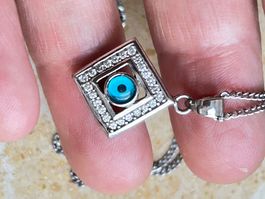 Silberkette mit Anhänger "Auge" Zirkonia neuwertig