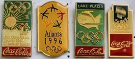 4  Olympia Pin drei davon Coca-Cola