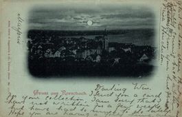 Mondschein-LItho. Gruss aus Rorschach