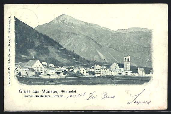 Cartoline postali: Münster /Münsterthal, Teilansicht mit  – Usato da Berlin venduto da bartko-reher