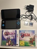 New Nintendo 2DS XL Konsole schwarz blau mit Spielen