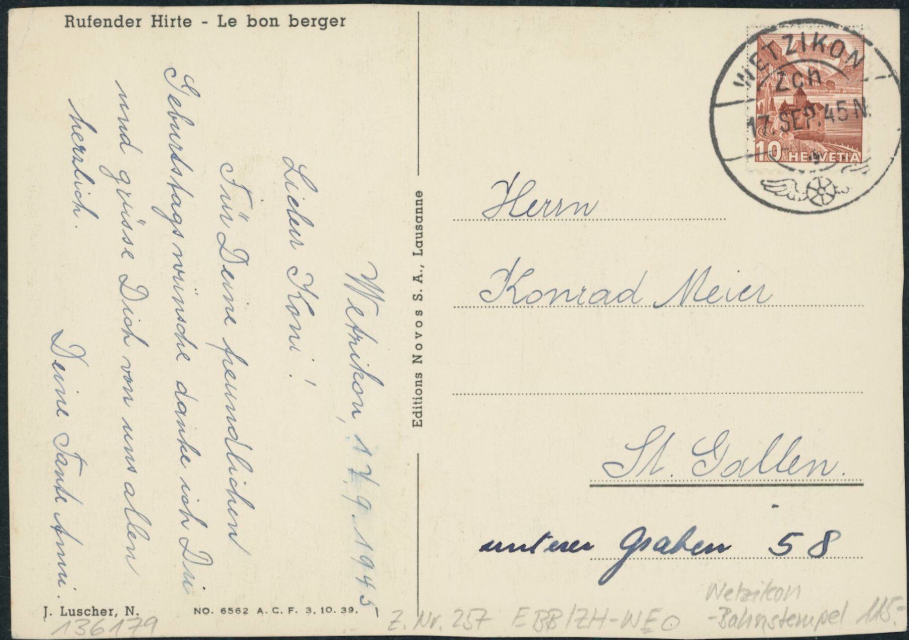 Alle Briefmarken: ZH Wetzikon - Bahnstempel - Karte – Gebraucht aus Schindellegi von leecollect
