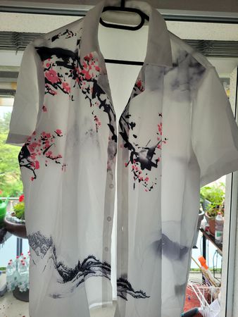 Herrenhemd Kurzarm Gr. M - Sommerlicher Print