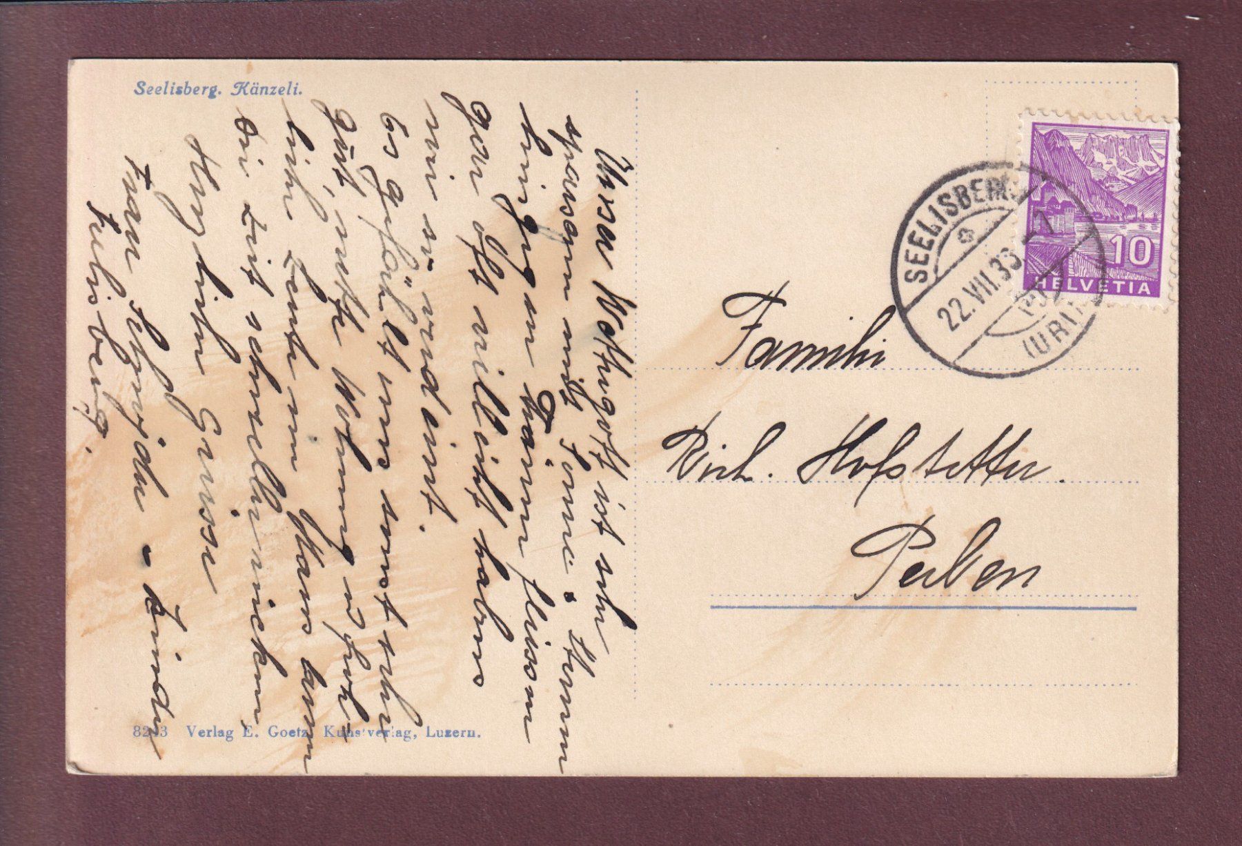 Cartoline postali: SEELISBERG - Känzeli - 1936 – Usato da Pully venduto da nicecards 1