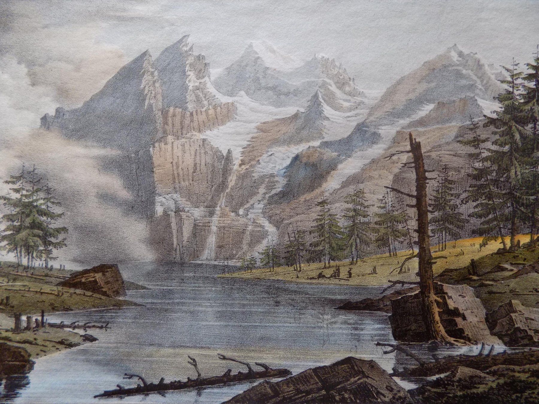 Stiche: Oeschinensee kolorierte Lithographie – Gebraucht aus Risch von Antikfee 2