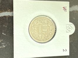 Swiss 1 franc 1908 Silver Coin