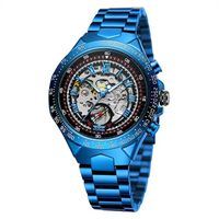 Edler Chronograph Uhr Automatik Armbanduhr Herrenuhr Blau