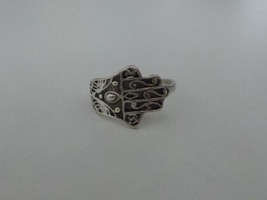 Anelli: Ring silberfarbig, Motiv Hand der Fatima, U51.5 – Nuovo (secondo la descrizione) da Flamatt venduto da Tattoo18 1