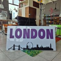 Acryl London Bild, Plexiglas mit London Schriftzug Motiv